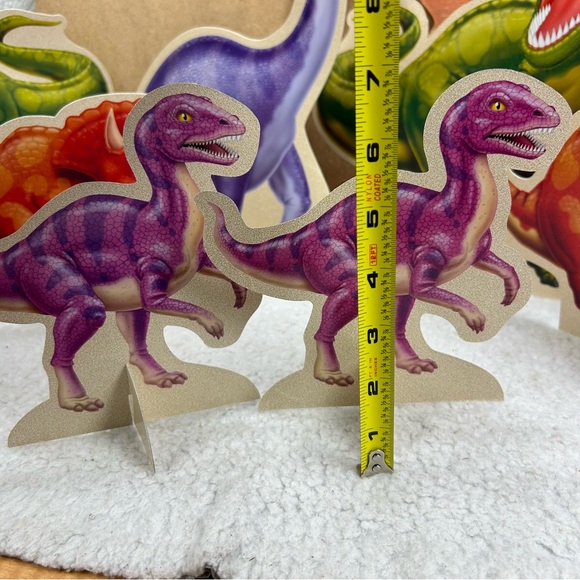 Dinosaur Party room decor centerpieces & wooden Triceratops 9 pieces total Large - Picture 7 of 14